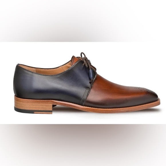 Mezlan Montes Calfskin Two Tone Dress Shoe in Navy & Cognac Size 9.5